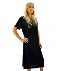Sciara, camicia da notte in jersey di seta e pizzo, colore nero