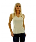 Sciara, top in jersey di seta, spalla larga, color nudo