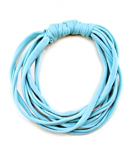 Attacchi d'arte, Collana cravatta in T-shirt celeste riciclata
