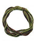 Attacchi d'arte, Collana cravatta in T-shirt verde e marrone riciclata