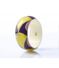 Antonella Piacenti, bracciale rigido large in resina naturale epossidica, seta e argento. Colore: Giallo/Viola BATIK jakarta
