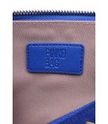 PINKO, pochette blu in pelle con borchie