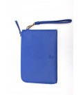 PINKO, pochette blu in pelle con borchie