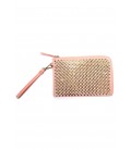 PINKO, pochette rosa in pelle con borchie