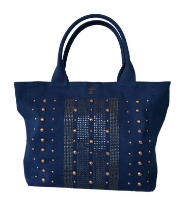 Pinko borsa donna canvas e metallo color blu