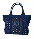 Pinko borsa donna canvas e metallo color blu