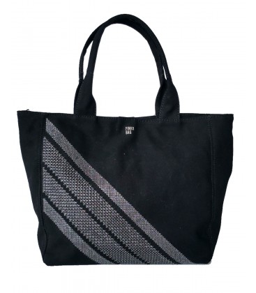 Pinko borsa donna canvas e paillettes color nero
