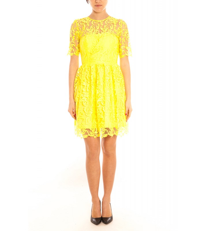 Vestito a maniche corte con zip di colore giallo