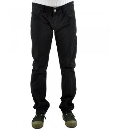 Double Black, jeans nero con scritta ed applicazioni
