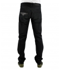 Double Black, jeans nero con scritta ed applicazioni
